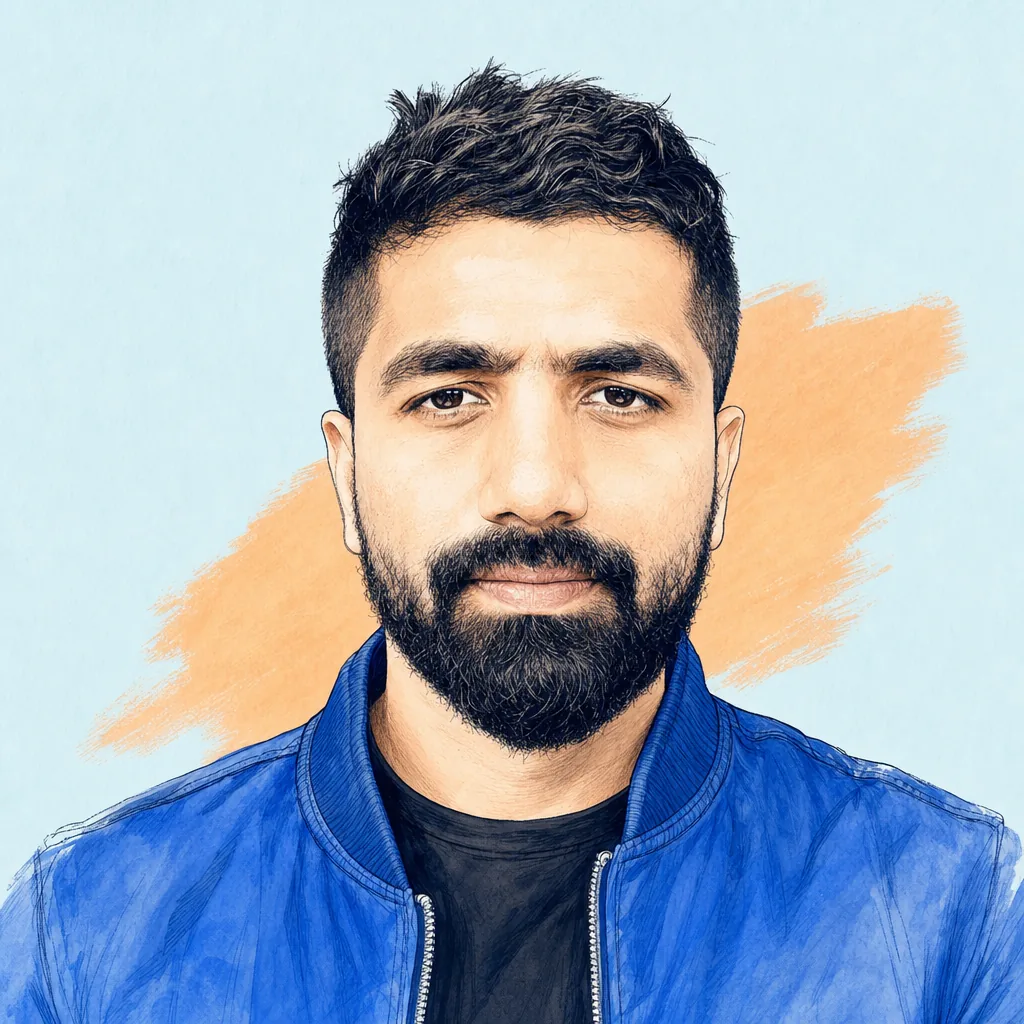 Illustrated portrait of Pawan Shetty